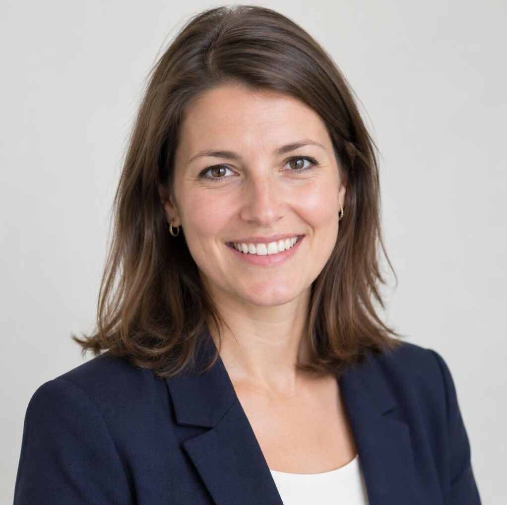 Studio portrait of a smiling brunette woman in a business jacket